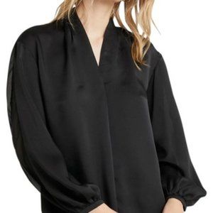 NWT: Club Monaco Black Sheer Combo Blouse